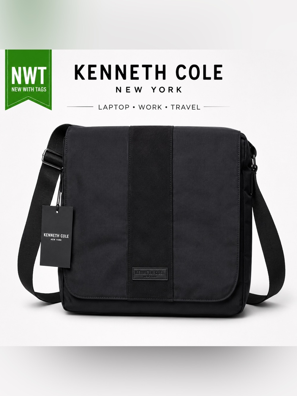 Kenneth Cole New York Black Messenger Bag NWT